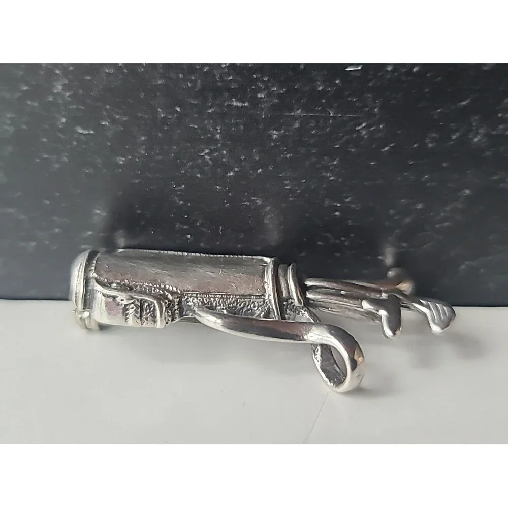 Mexican 925 Sterling Silver Golf Bag and Clubs Brooch Vintage